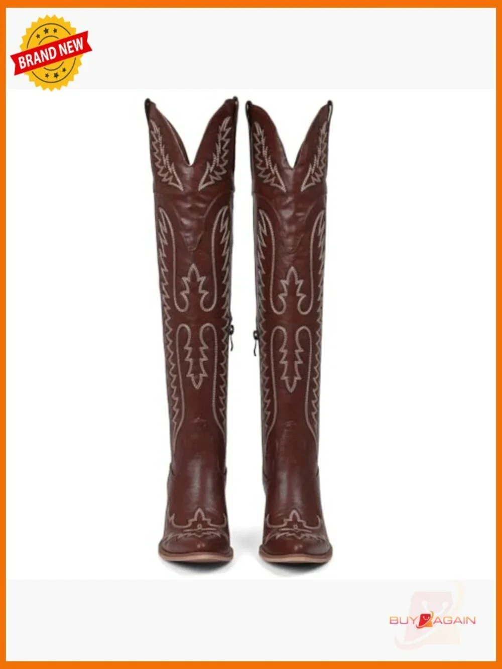 Women's Over-the-Knee Cowboy Boots with Embroidered Chunky Heel Slip-On